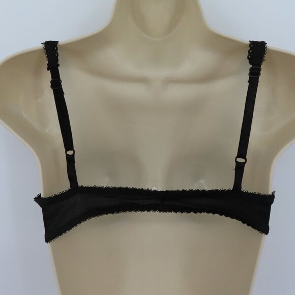 Vintage Bill Blass 34C Bra Front Closure Solid Black Lace Trim Lined Underwire - Picture 6 of 12